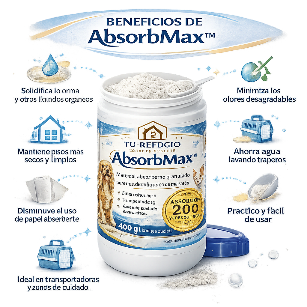 AbsorbMaX Absorbente para Orina y Líquidos de Mascotas 400g